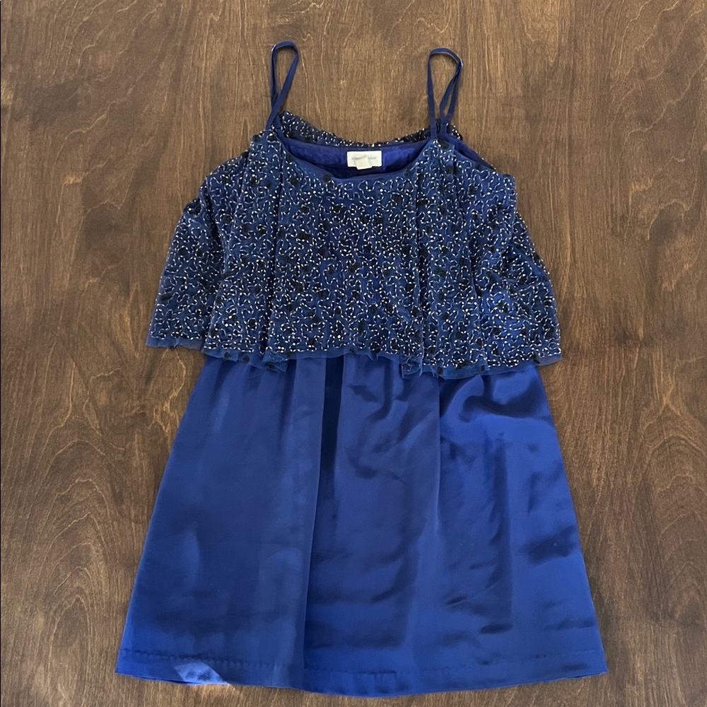 Silence + Noise Blue Beaded Mini Dress